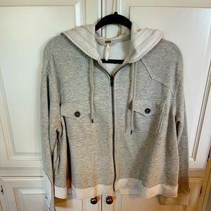 Free People FP Movement Grey Hoodie Jacket Full Zip Boxy Size M